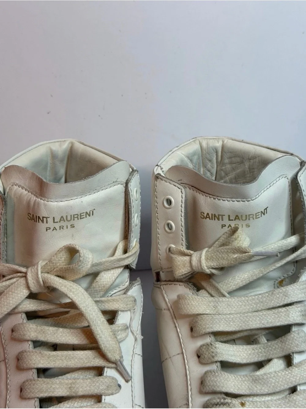 Saint Laurent SL/10H Court Classic High-top Sneakers in White Leather Size 37